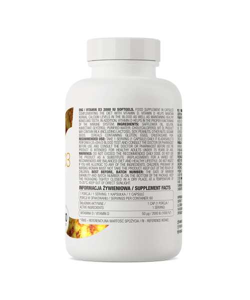 Ostrovit Vitamin D3 2000 IU Softgels 60cps