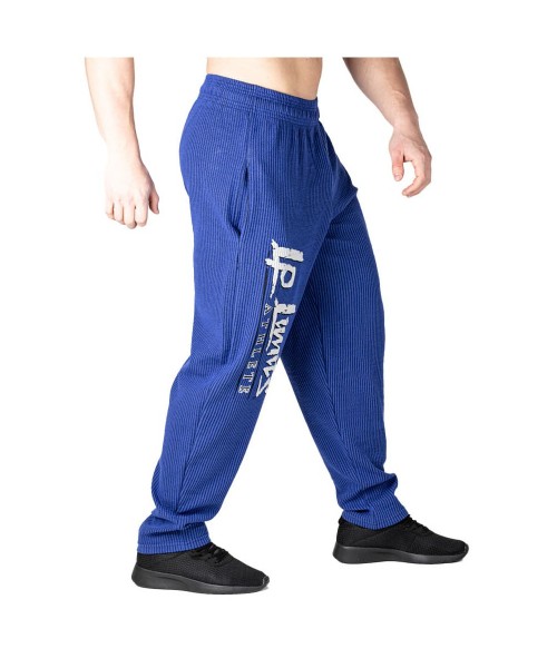 Royal Blue Ribbed Trousers - Legal Power Body Pants Boston